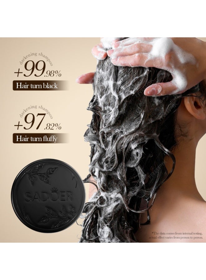 SADOER Hair Darkening Shampoo Soap 100G, Grey Hair Cover Hair Darkening Soap Bar, Anti Hair Loss Repair Formula, Reduce Grey Hair Color Shampoo Bar - Image 5
